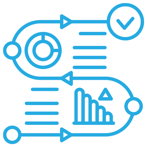 An icon depicting a project road map to illustrate the process of implementing AI.