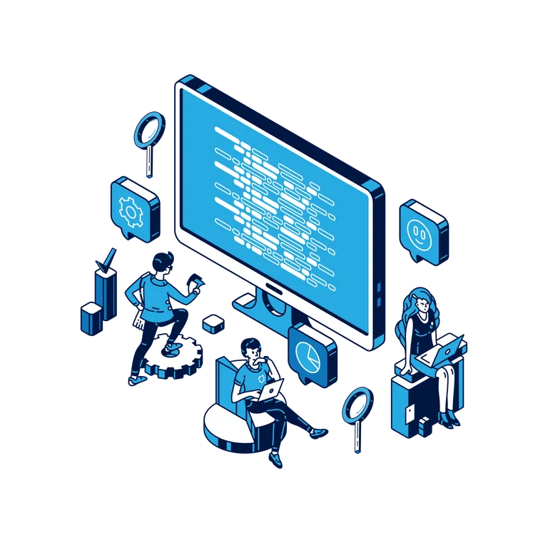 An illustration representing software testing.